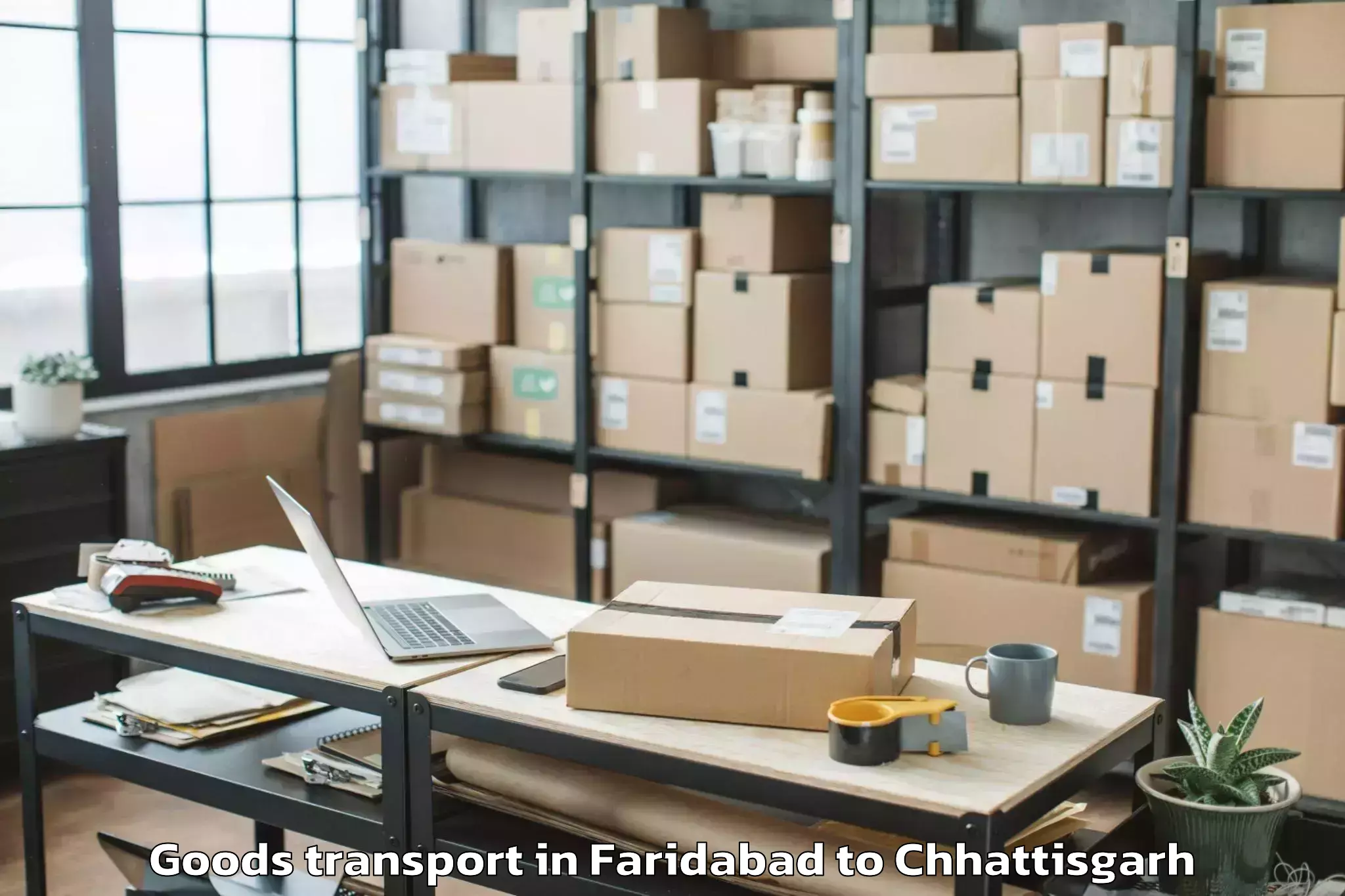 Discover Faridabad to Korba Goods Transport